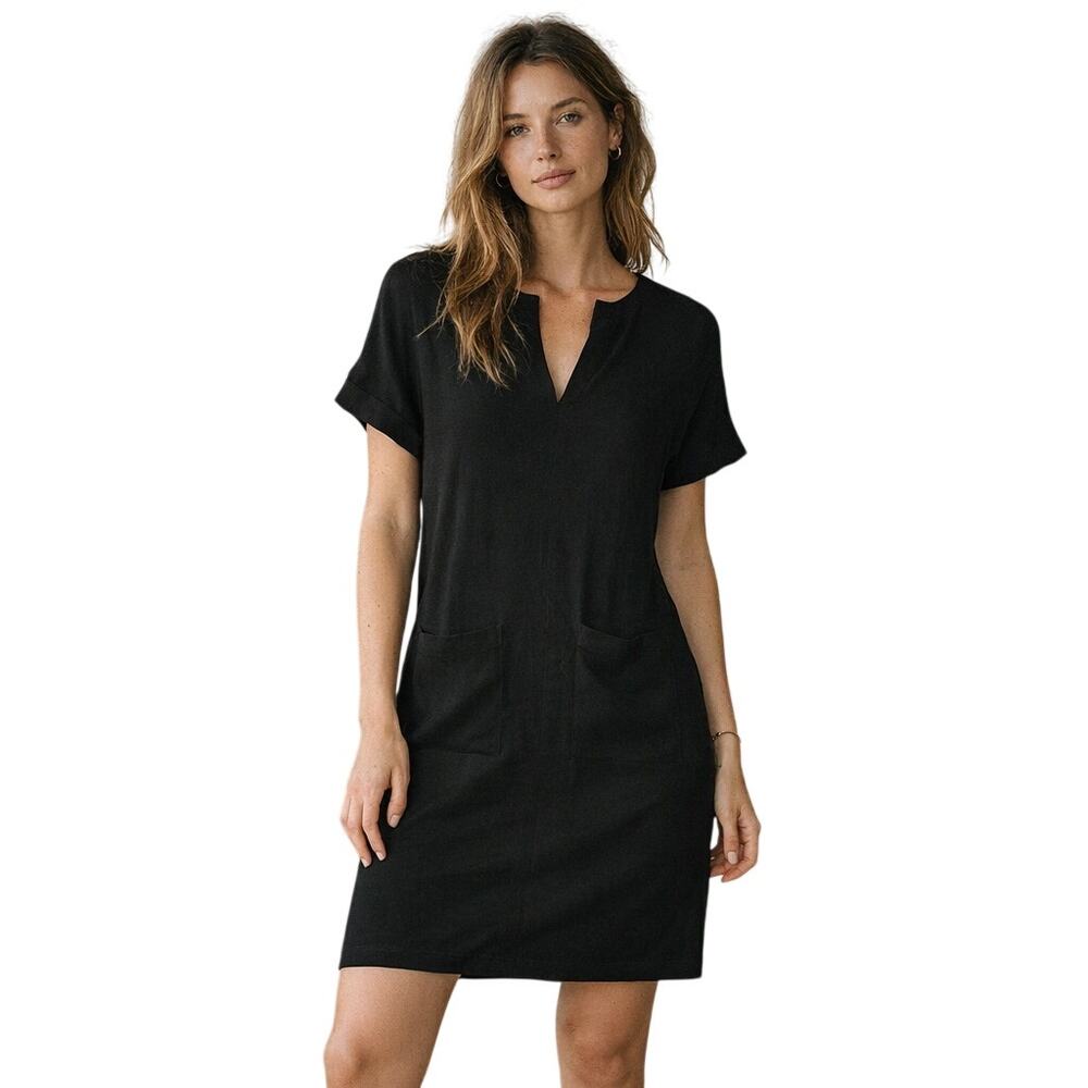 APIECE APART V-neck cap sleeve Dress Black wool blend size 2
